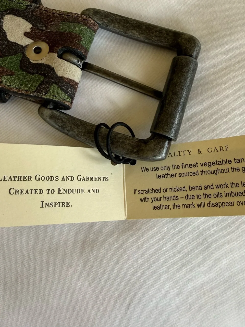 Will Leather Goods Camouflage Green Brown & Tan Leather Men’s Belt Size 36 - Picture 11 of 13